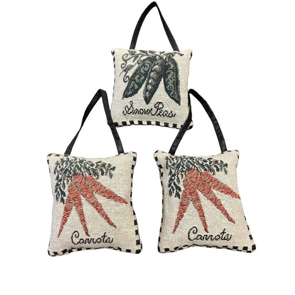 Vintage-Style Vegetable-Themed Decorative Pillow Trio - Picture 1 of 4